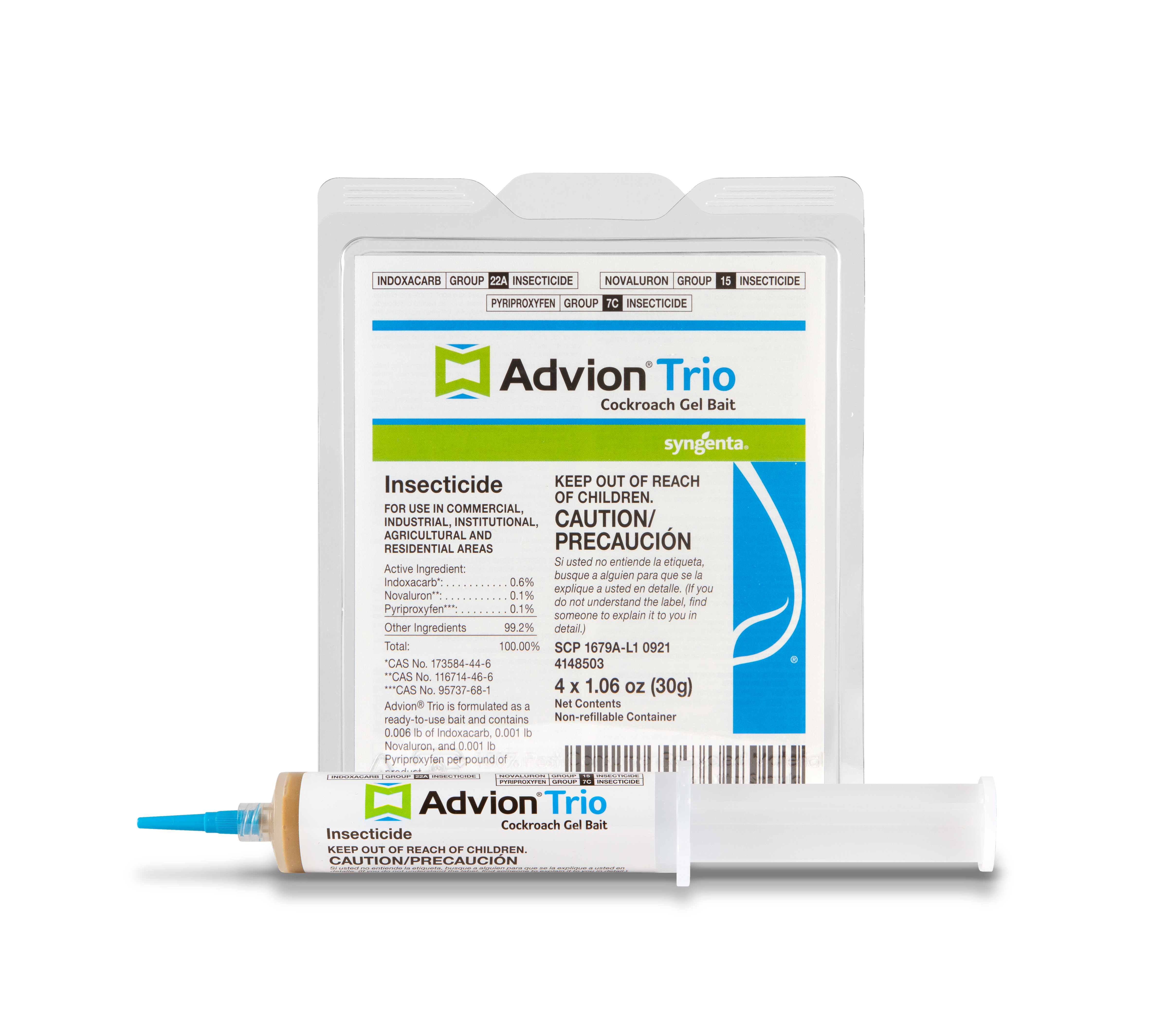 Advion Trio cockroach gel bait insecticide package with syringe